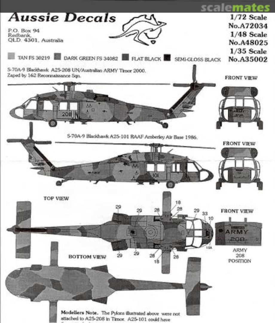 Boxart Sikorsky MH60G Australian Army Decals 35002 Aussie Decals