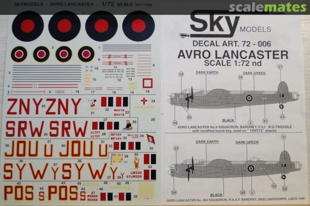 Contents Avro Lancaster 72-006 Sky Models