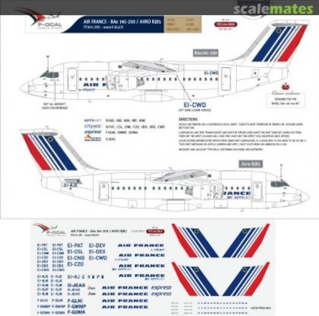 Boxart British Aerospace 146-200, 146-200A, 146-200QC, 146-300, Avro RJ85 FD144-289 F-DCAL