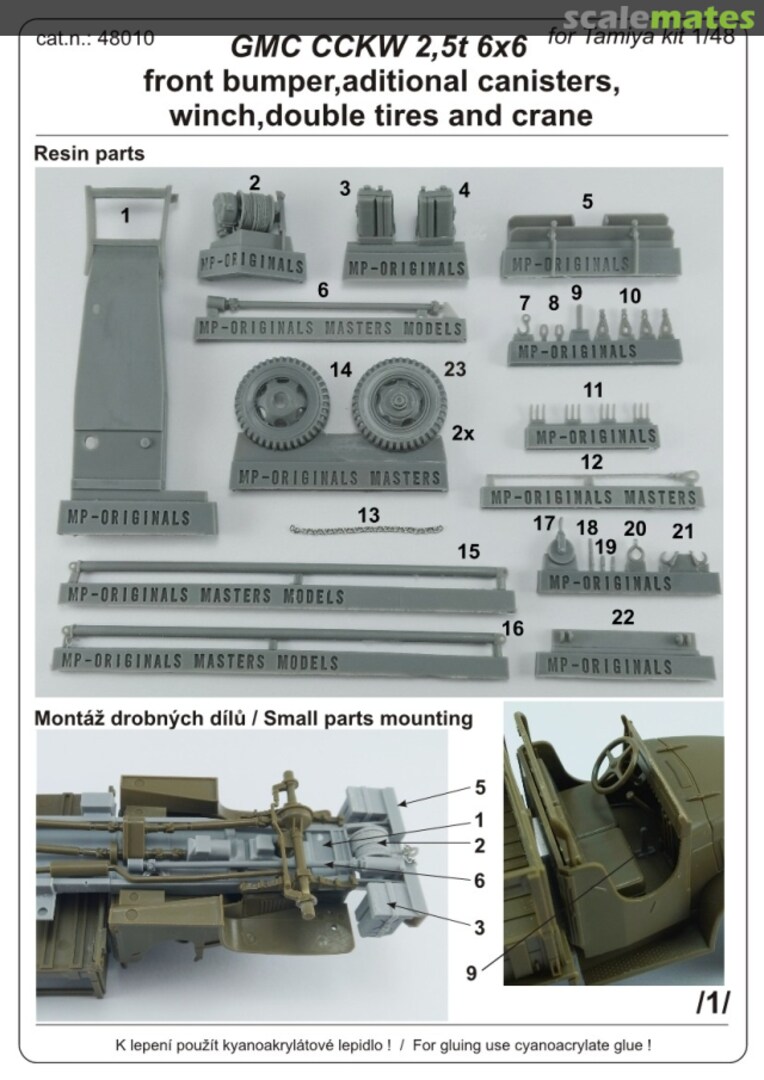 Boxart GMC CCKW 2,5t 6x6 (front bumper, aditional canisters, winch, double tires and crane) 48010 MP Originals Masters Models