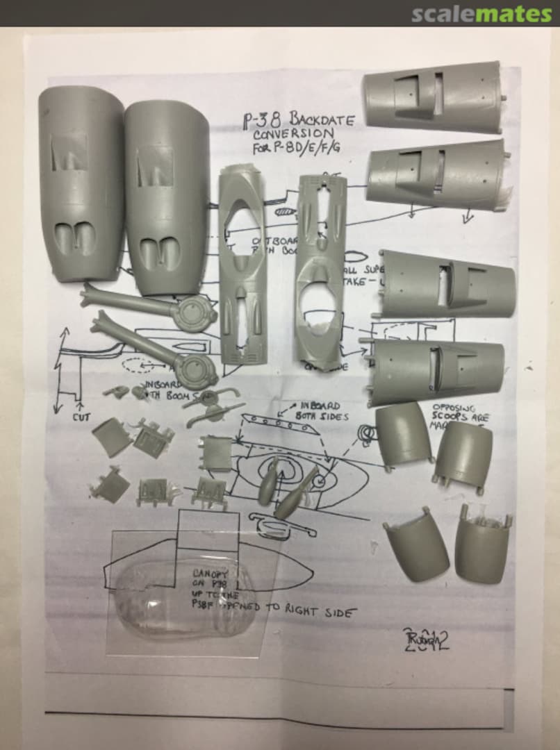 Boxart P-38 Backdate Conversion for D/E/F/G EF-37 Jerry Rutman