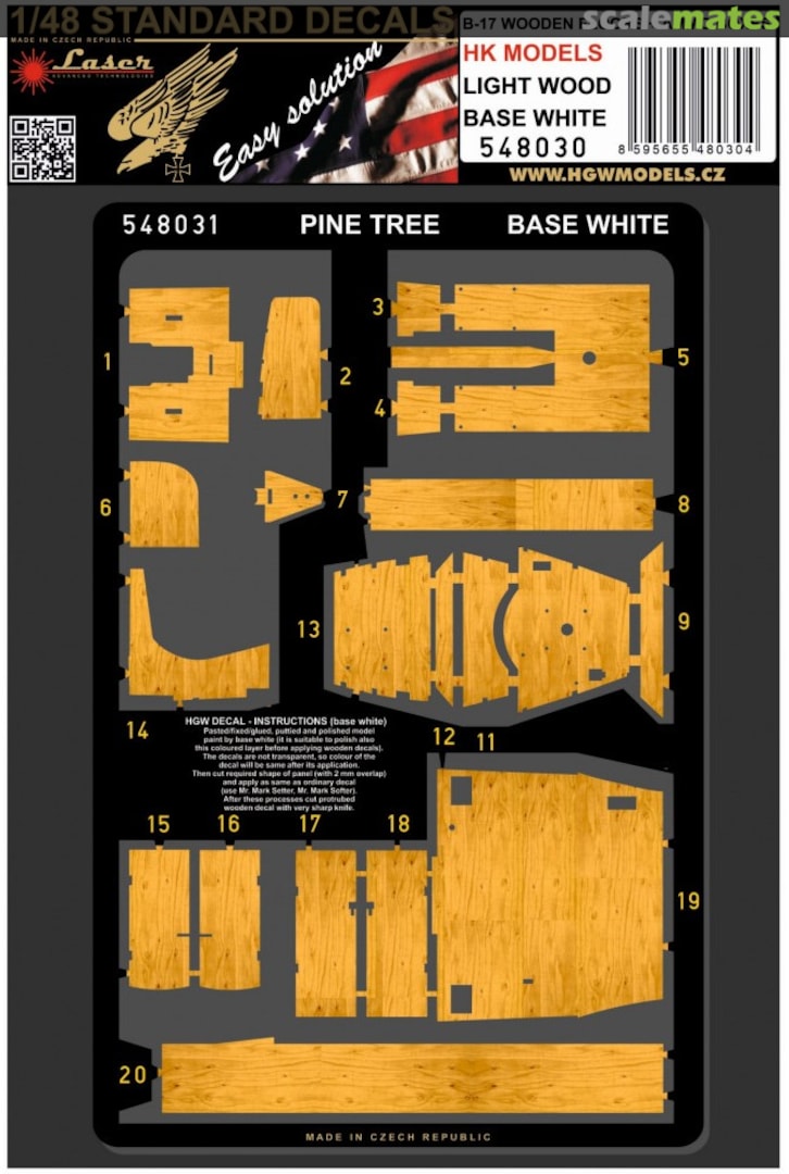 Boxart Holzdecals Lightwood - B-17 (HK Models) 548030 HGW Models