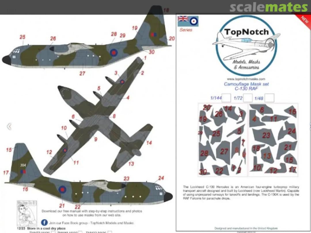 Boxart Lockheed C-130 Hercules RAF Camouflage Pattern Paint Mask TNM144-M190 TopNotch