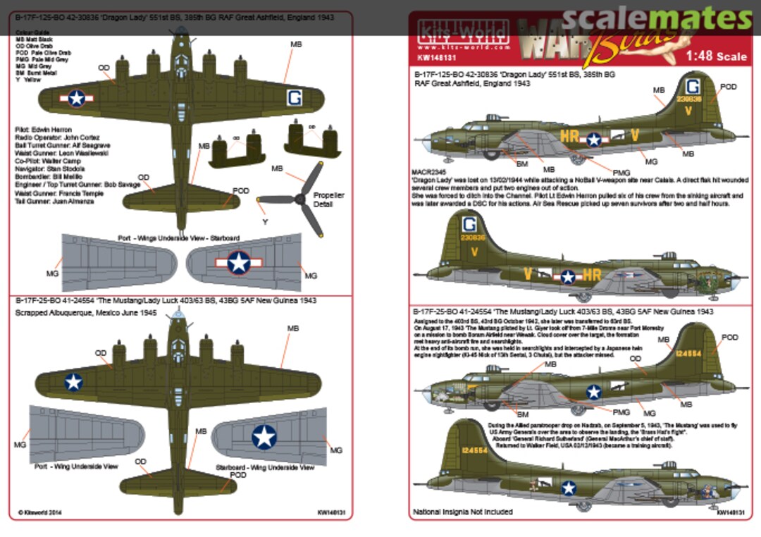 Boxart B-17F Flying Fortress KW148131 Kits-World