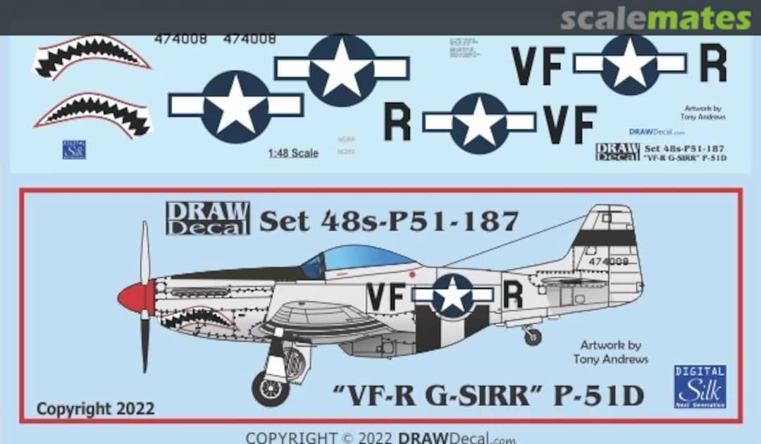 Boxart “N51RR / G-SIRR” P-51D 48-P51-187 Draw Decal