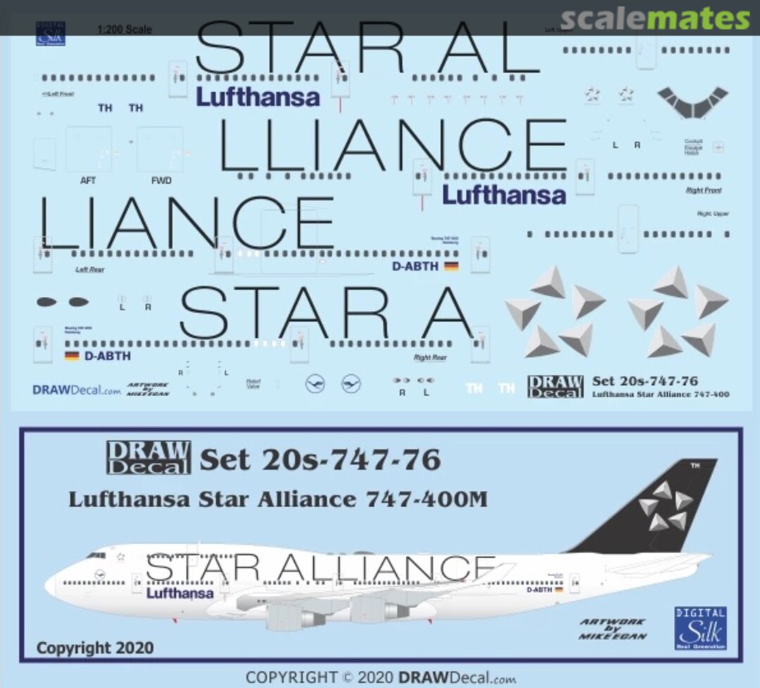 Boxart Lufthansa Star Alliance 747-400M 20-747-76 Draw Decal