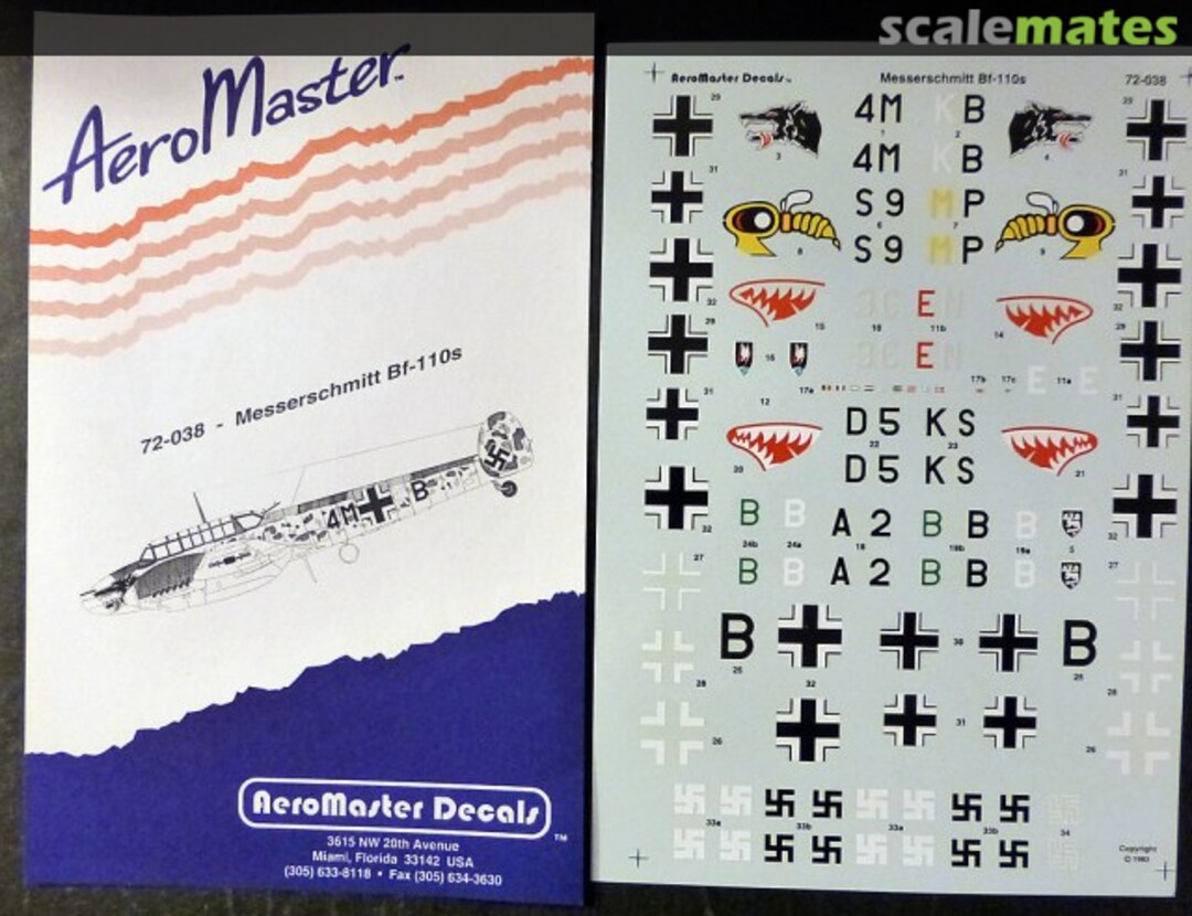 Boxart Messerschmitt Bf-110s 72-038 AeroMaster