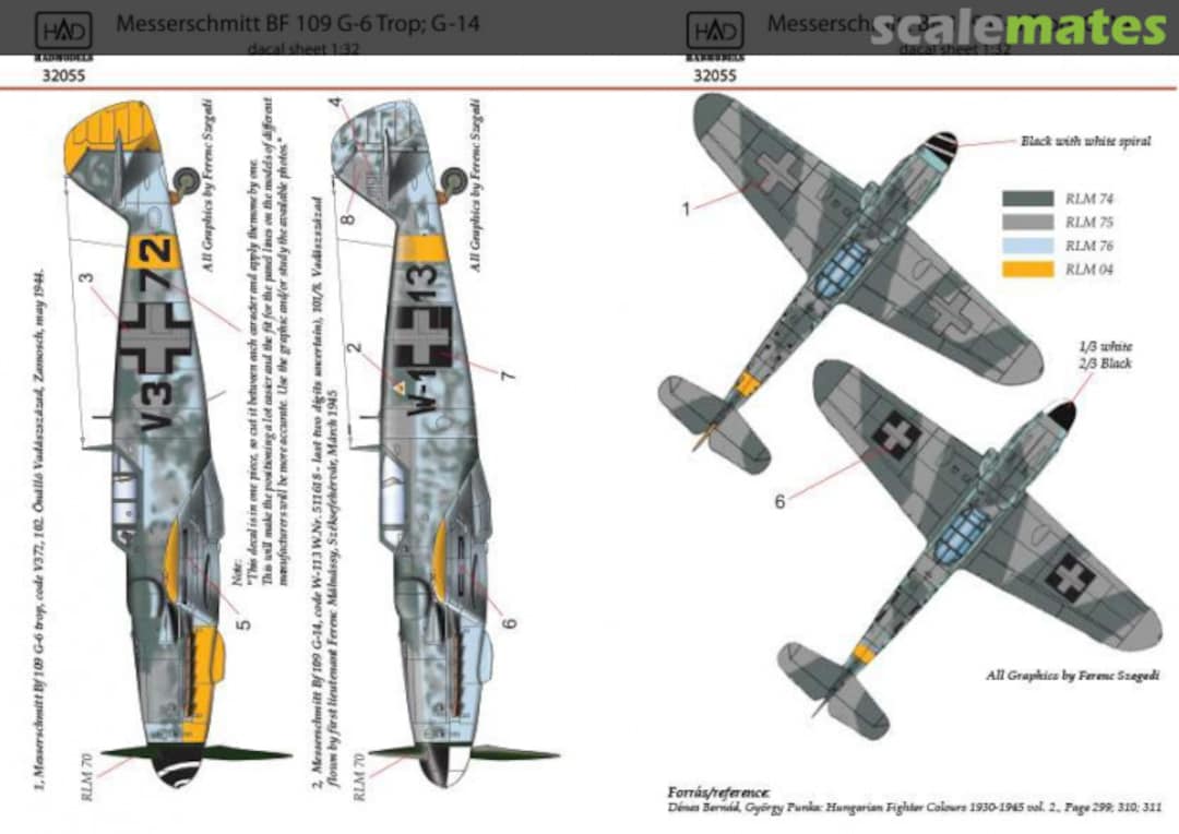 Boxart Messerschmitt Bf 109 G-6 Trop; G-14 32055 HADmodels 