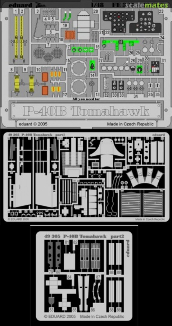 Boxart Curtiss P-40B Tomahawk PE Interior Set 49305 Eduard