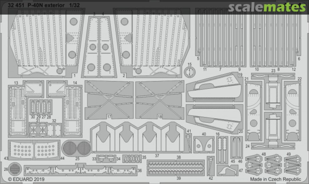 Boxart P-40N exterior TRUMPETER 32451 Eduard