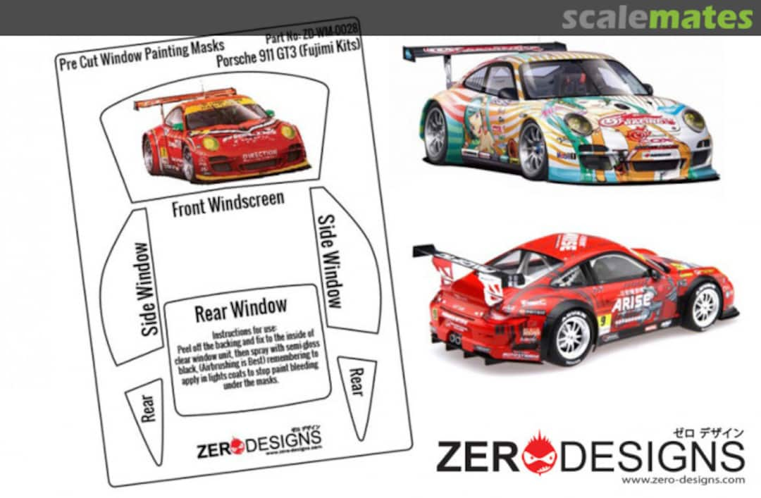 Boxart Porsche 911 GT3 Pre Cut Window Painting Masks ZD-WM-0028 Zerodesigns