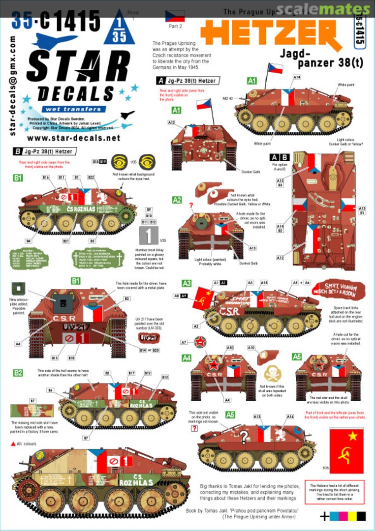 Boxart Hetzer - Jagdpanzer 38(t) 35-C1415 Star Decals