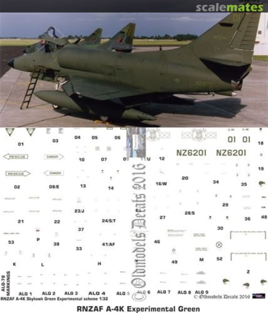 Boxart RNZAF A-4K Skyhawk Experimental Green OMD0159 Oldmodels Decals