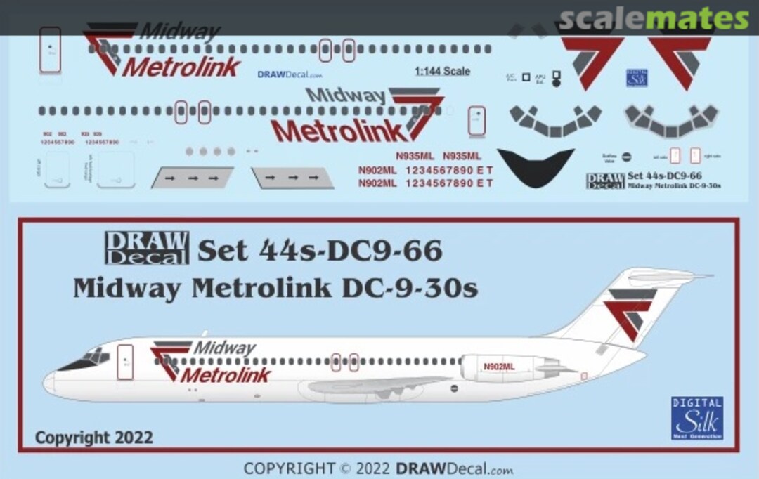 Boxart Midway Metrolink DC-9-30s 44-DC9-66 Draw Decal