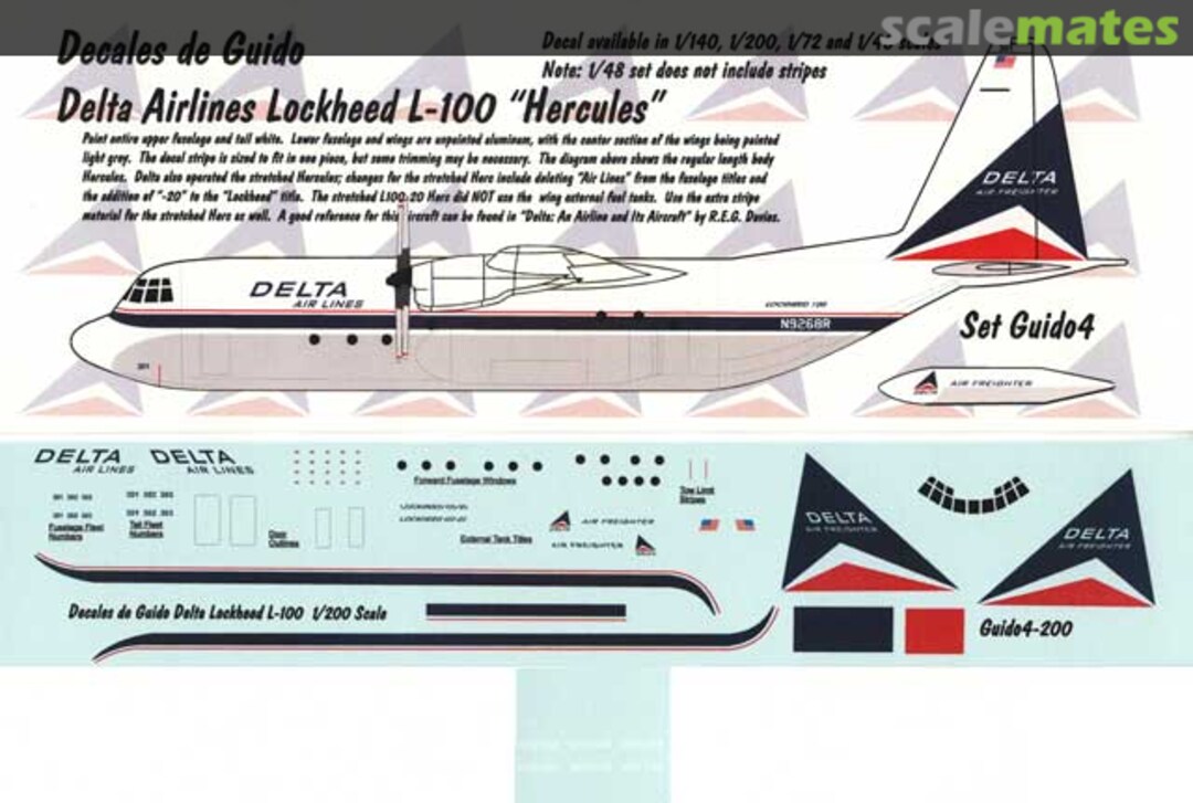 Boxart Delta Airlines Lockheed L-100 "Hercules" Guido4-200 Decales de Guido