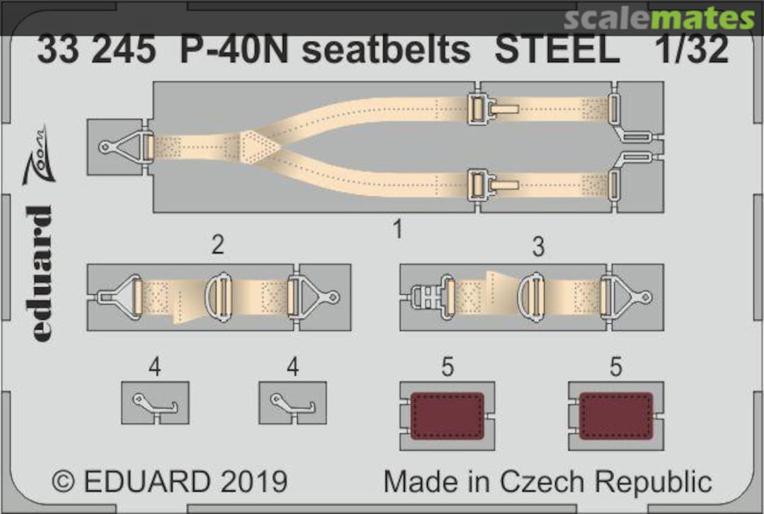 Boxart P-40N seatbelts STEEL TRUMPETER 33245 Eduard