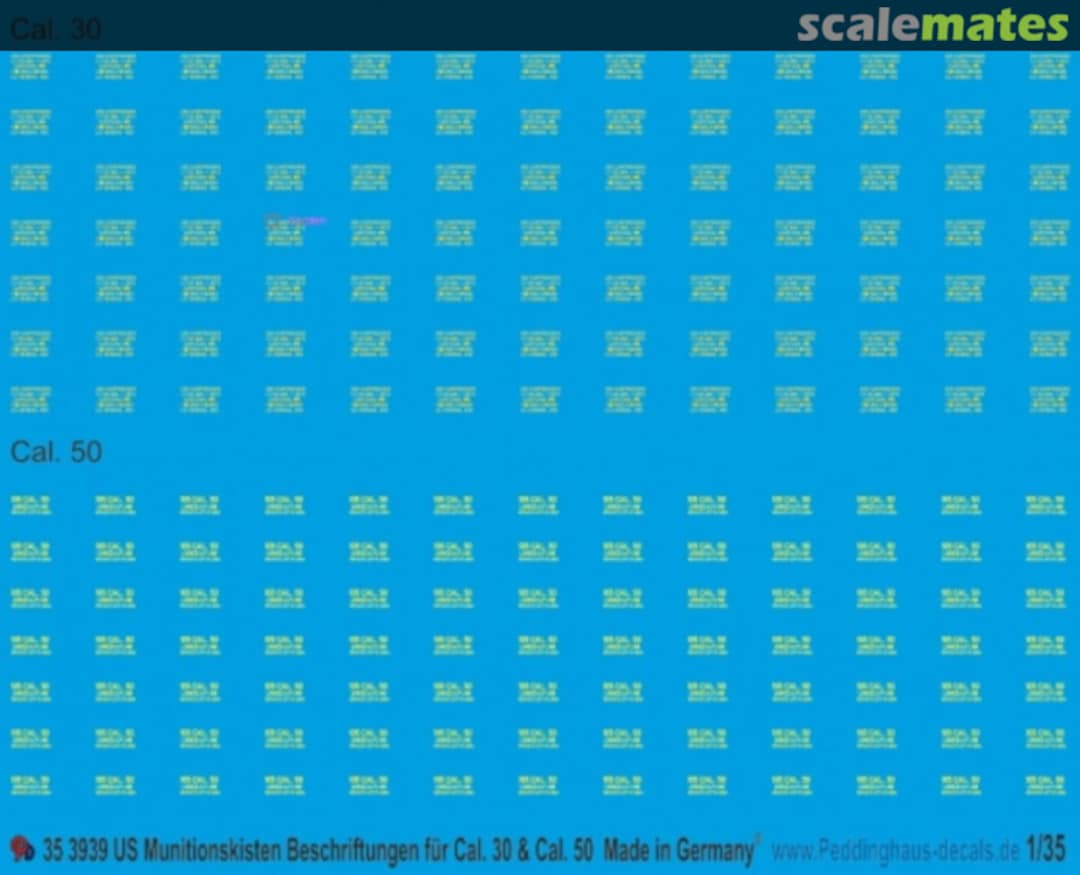 Boxart US Munitionskisten Beschriftungen Cal 30 & Cal 50 35 3939 Peddinghaus-Decals