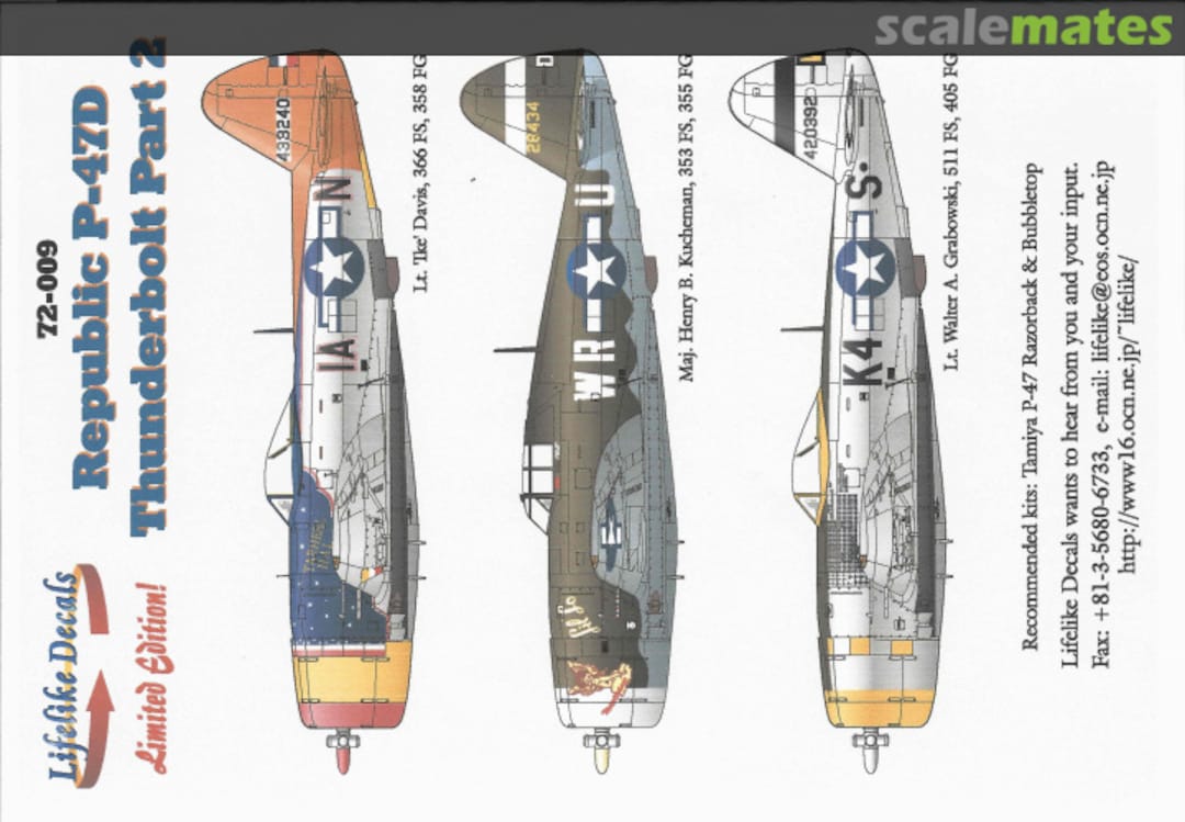 Boxart Republic P-47D Thunderbolt Part 2 72009 Lifelike Decals