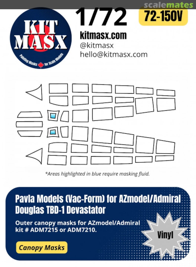 Boxart Douglas TBD-1 Devastator Canopy Masks 72-150V Kit Masx