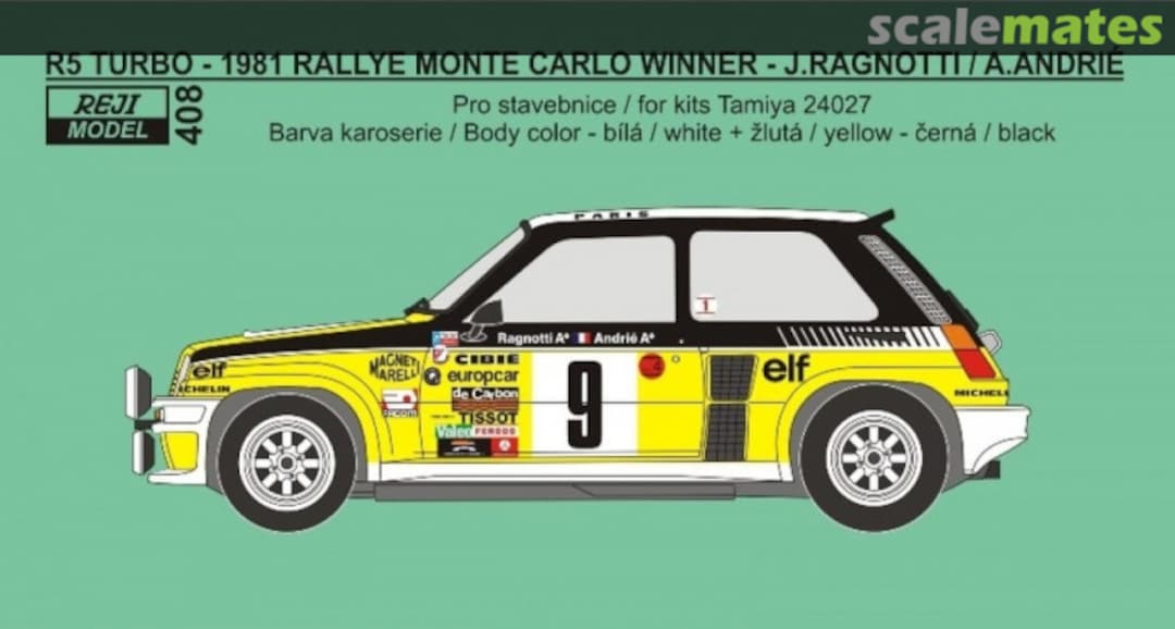 Boxart Renault 5 Turbo sponsored by Elf #9 transkit 408 REJI Model