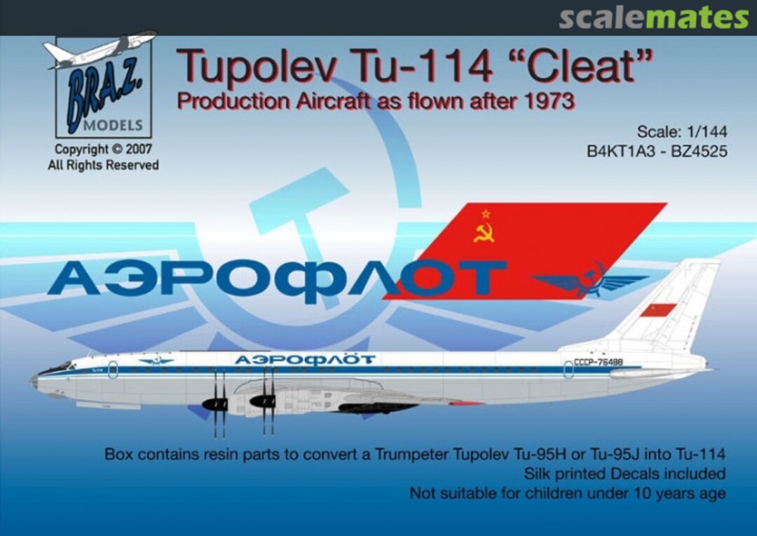 Boxart Tupolev Tu-114 'Cleat' Aeroflot BZ4525 Bra.Z Models