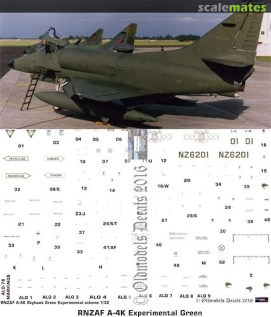 Boxart RNZAF A-4K Skyhawk Experimental Green OMD0161 Oldmodels Decals