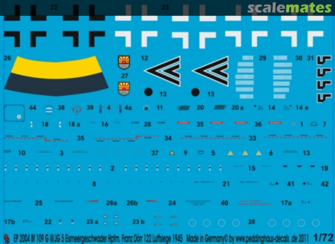 Boxart Bf 109 G III/JG 5 Eismeergeschwader Hptm Franz Dörr 122 Luftsiege EP 2004 Peddinghaus-Decals