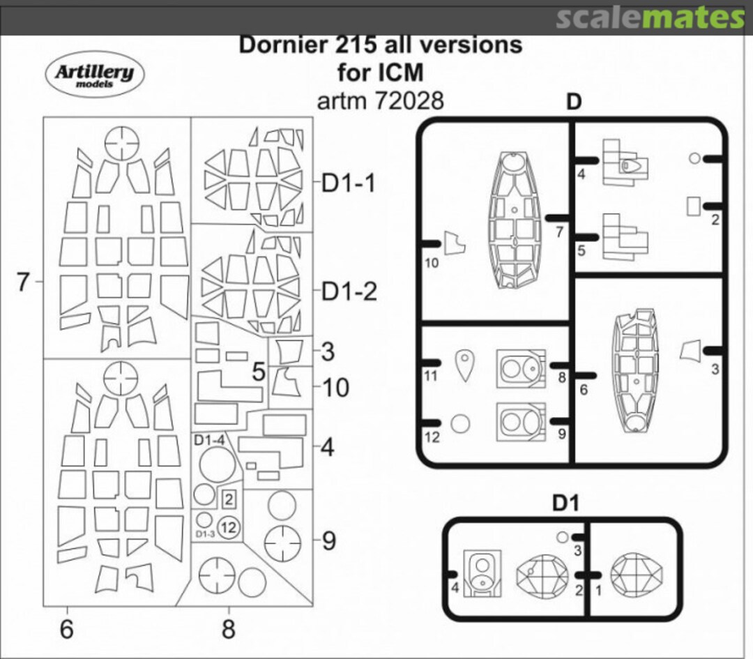 Boxart Dornier 215 all versions artm72028 Artillery models