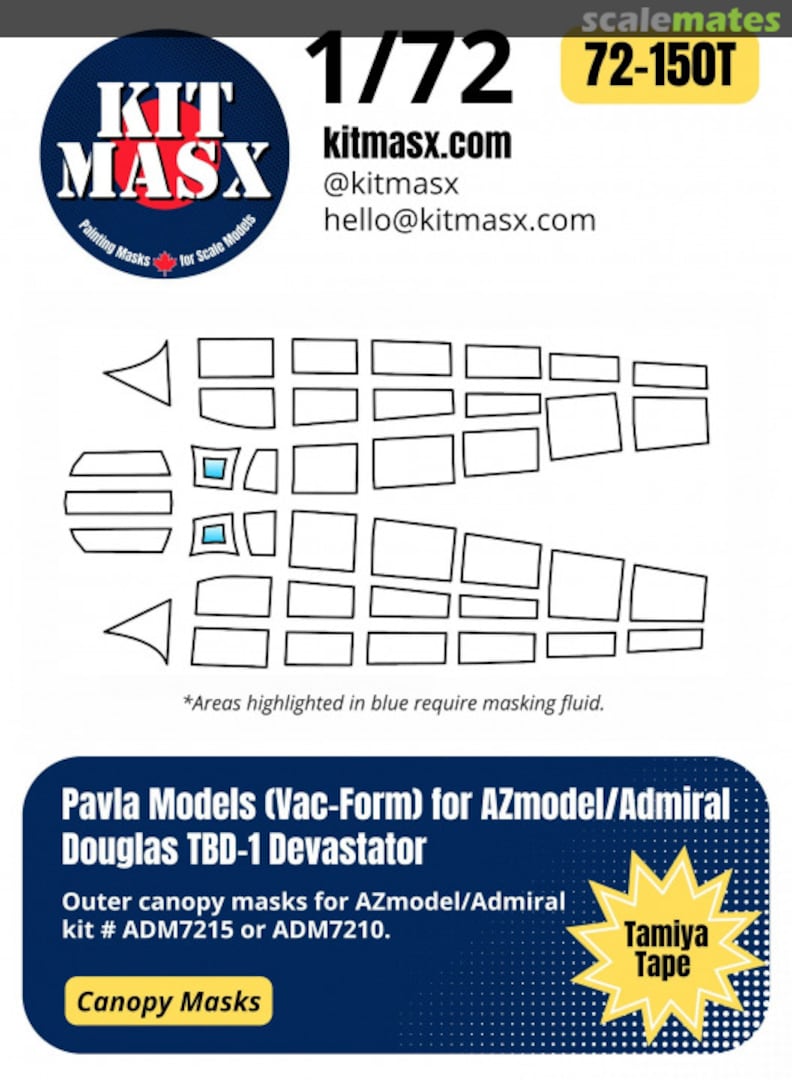 Boxart Douglas TBD-1 Devastator Canopy Masks 72-150T Kit Masx