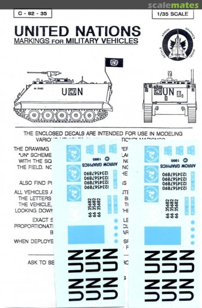 Boxart United Nations markings for military vehicles C-92-35 Arrow Graphics