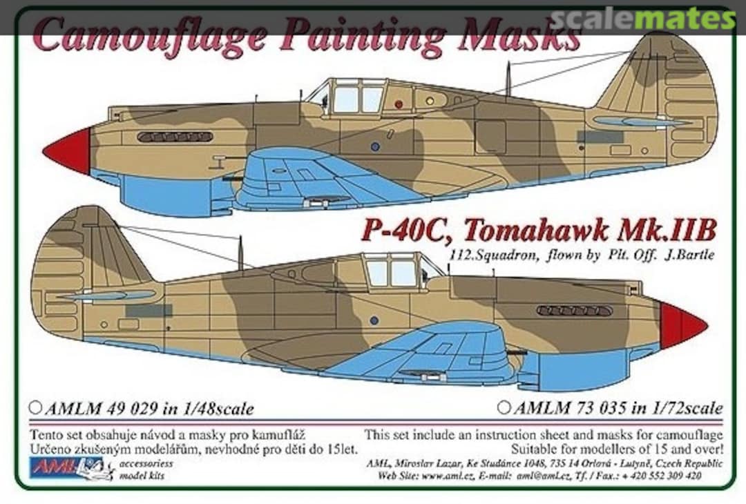 Boxart Curtiss P-40C, Tomahawk Mk.IIB amlm 73 035 AML