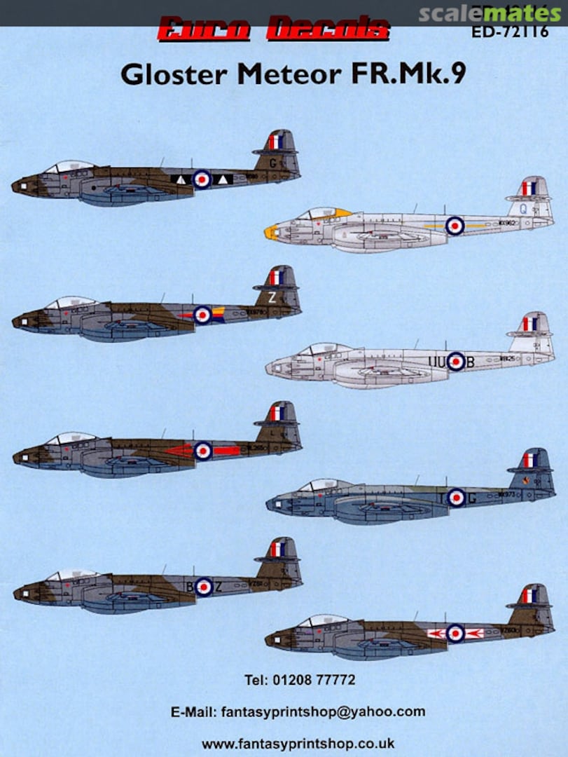 Boxart Gloster Meteor FR.Mk.9 ED-72116 Euro Decals