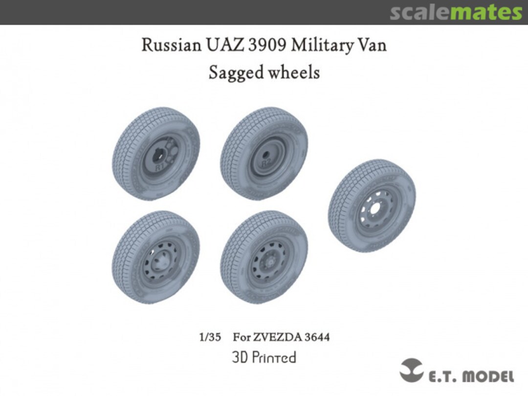 Boxart Russian UAZ 3909 Military Van Sagged Wheels P35-115 E.T. Model