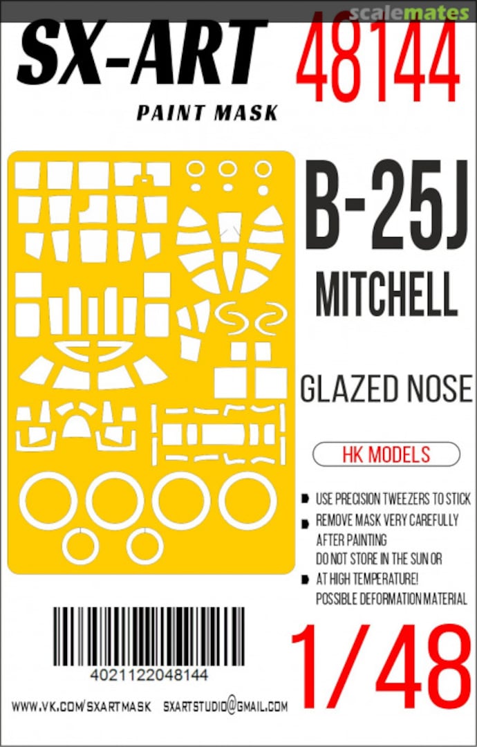 Boxart B-25J Mitchell, Glazed Nose masks 48144 SX-Art