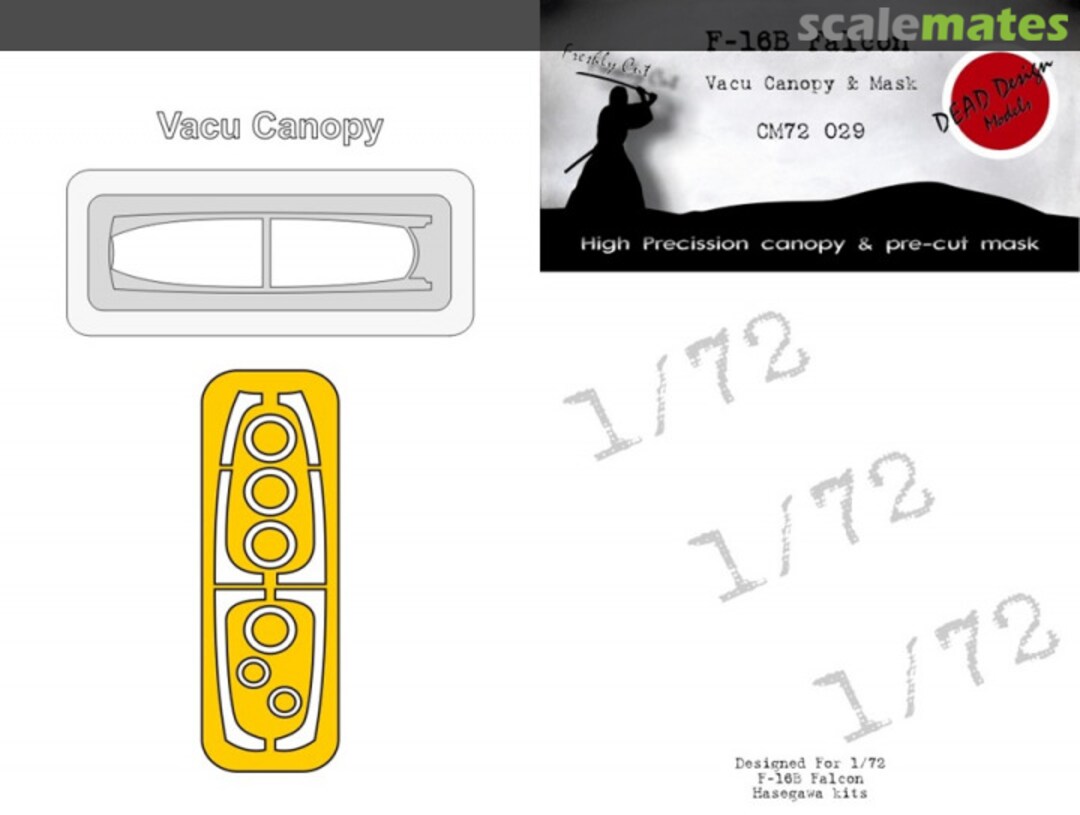 Boxart F-16B Falcon Vacu Canopy And Mask CM72029 DEAD Design Models