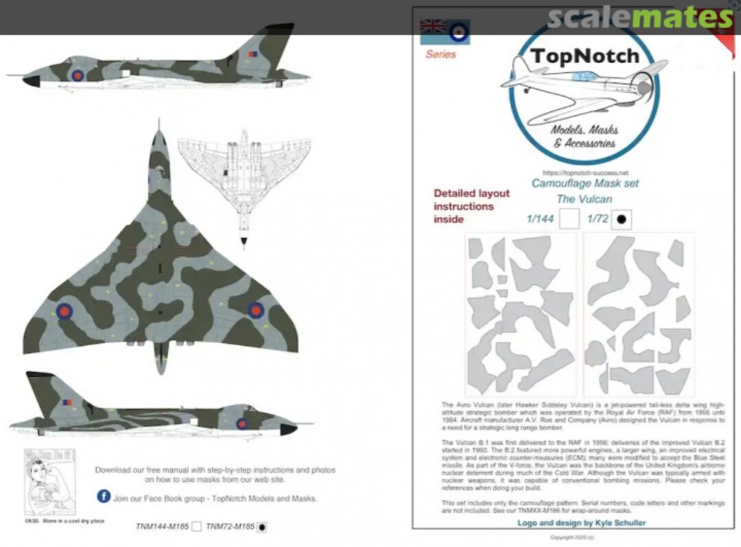 Boxart Avro Vulcan Standard Camouflage Pattern & Paint Mask TNM144-M185 TopNotch