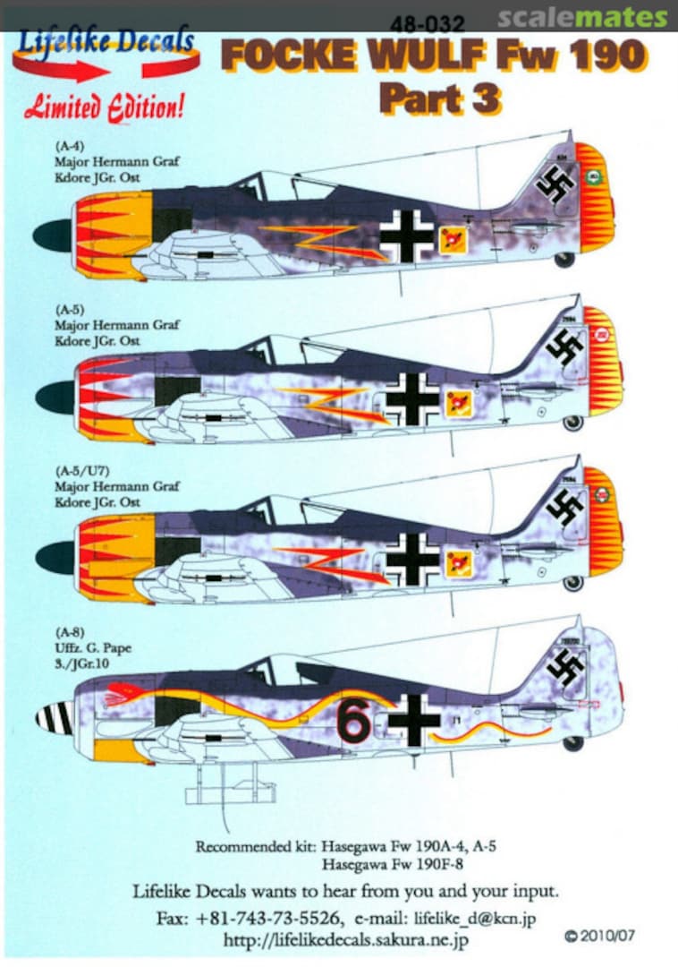 Boxart Focke-Wulf Fw 190 Part 3 48-032J Lifelike Decals