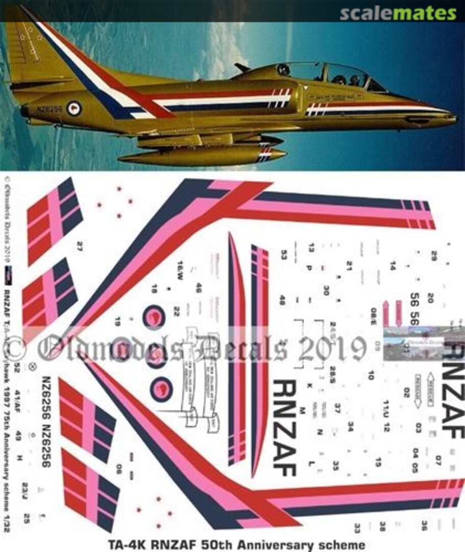 Boxart RNZAF TA-4K Skyhawk Golden 50th Anniversary scheme OMD0144 Oldmodels Decals