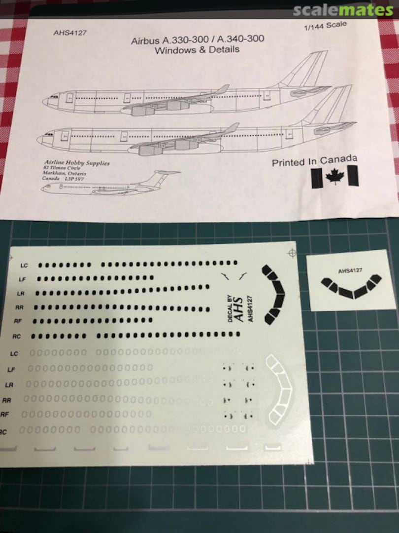 Boxart Airbus A330-300 / A340-300 windows Detail AHS4127 Airline Hobby Supplies