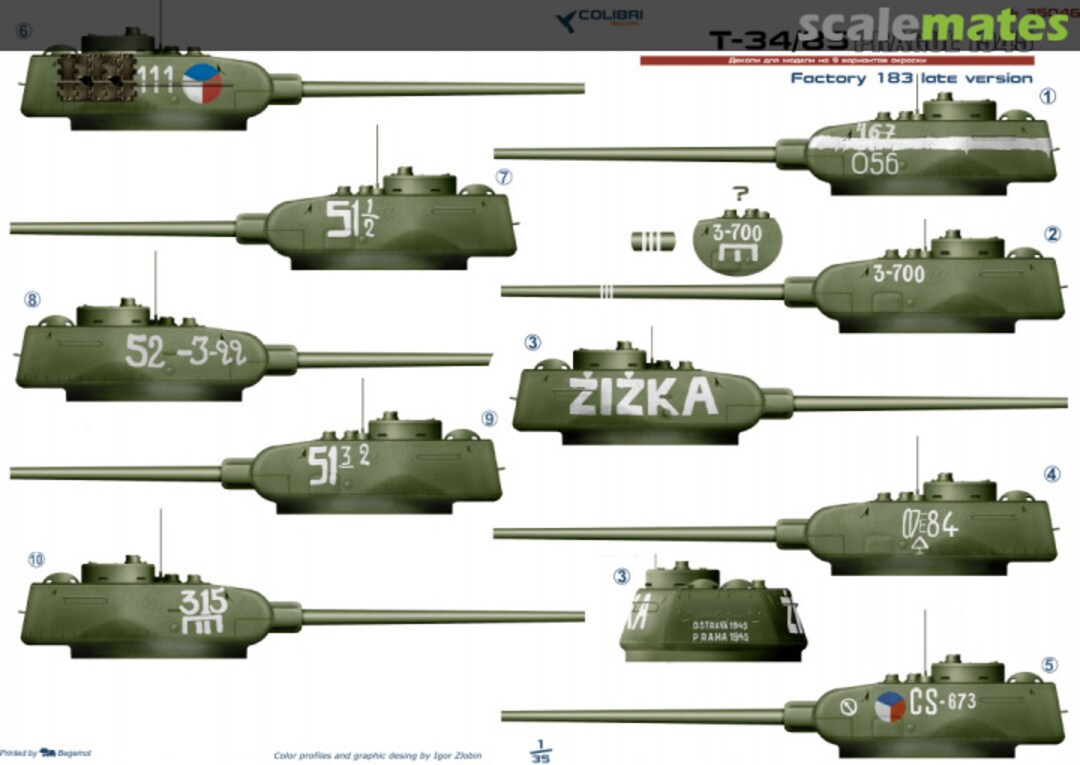 Boxart T-34/85 Prague 1945 35046 Colibri Decals