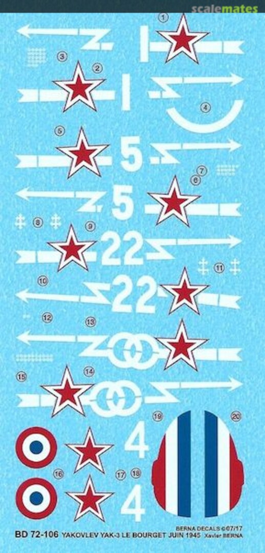 Boxart Yakovlev Yak-3 BD 72-106 Berna Decals