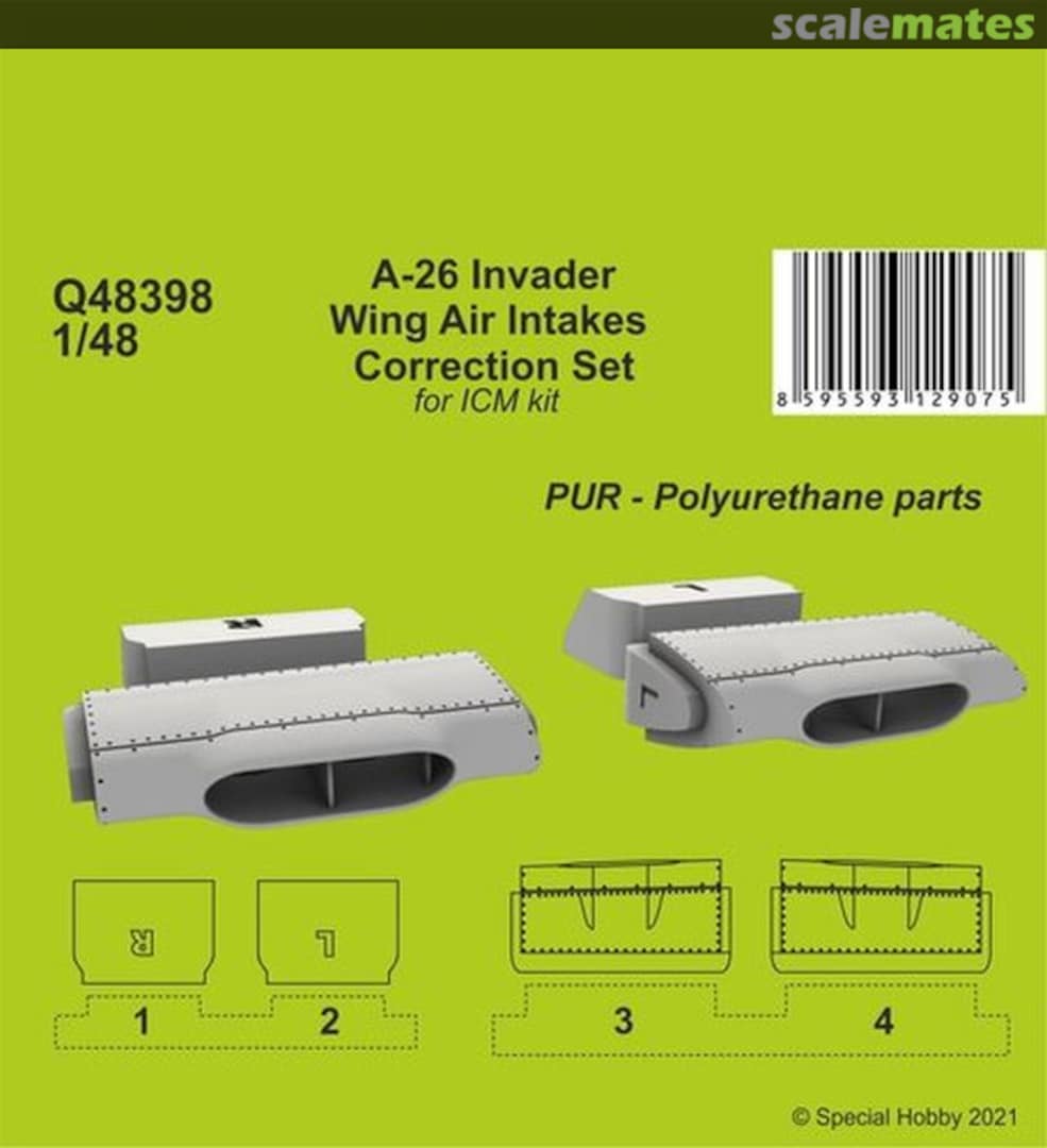 Boxart A-26 Invader Wing Air Intakes correction set Q48398 CMK