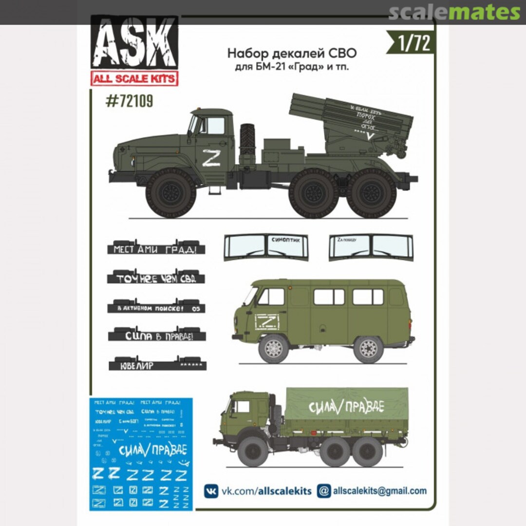 Boxart Decal Set for BM-21 and other vehicles in the Ukraine Invasion 72109 All Scale Kits