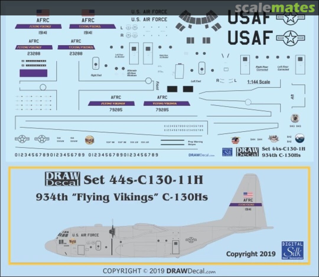 Boxart 934th “Flying Vikings” C-130Hs 44-C130-11H Draw Decal