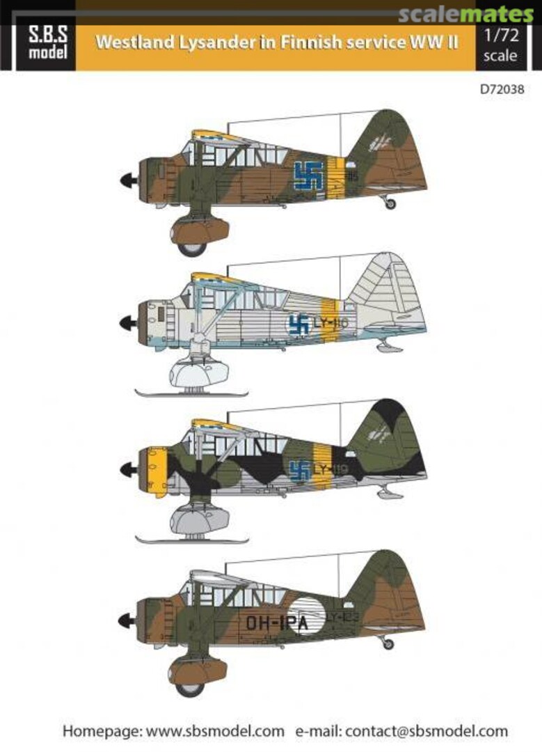 Boxart Westland Lysander D72038 SBS Model