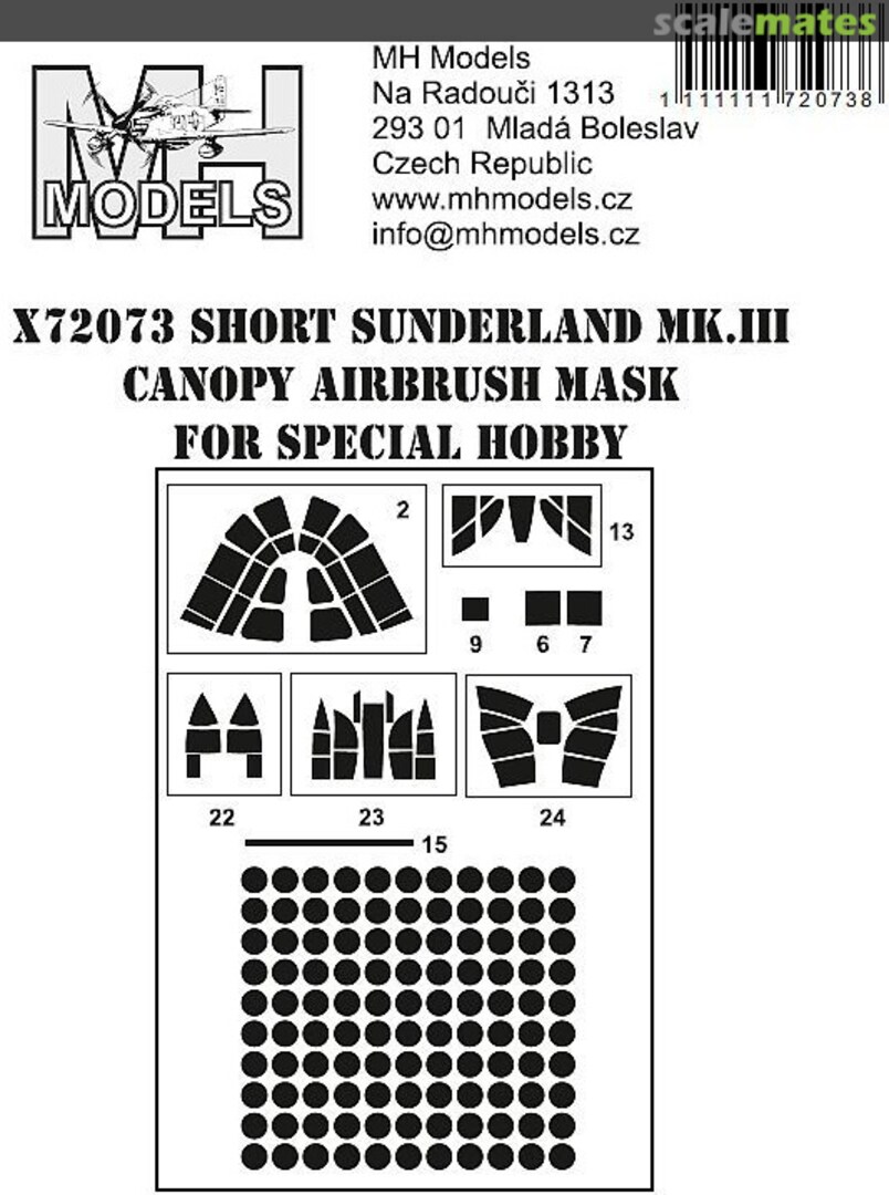 Boxart Short Sunderland Mk.III Canopy Airbrush Mask X72073 MH Models