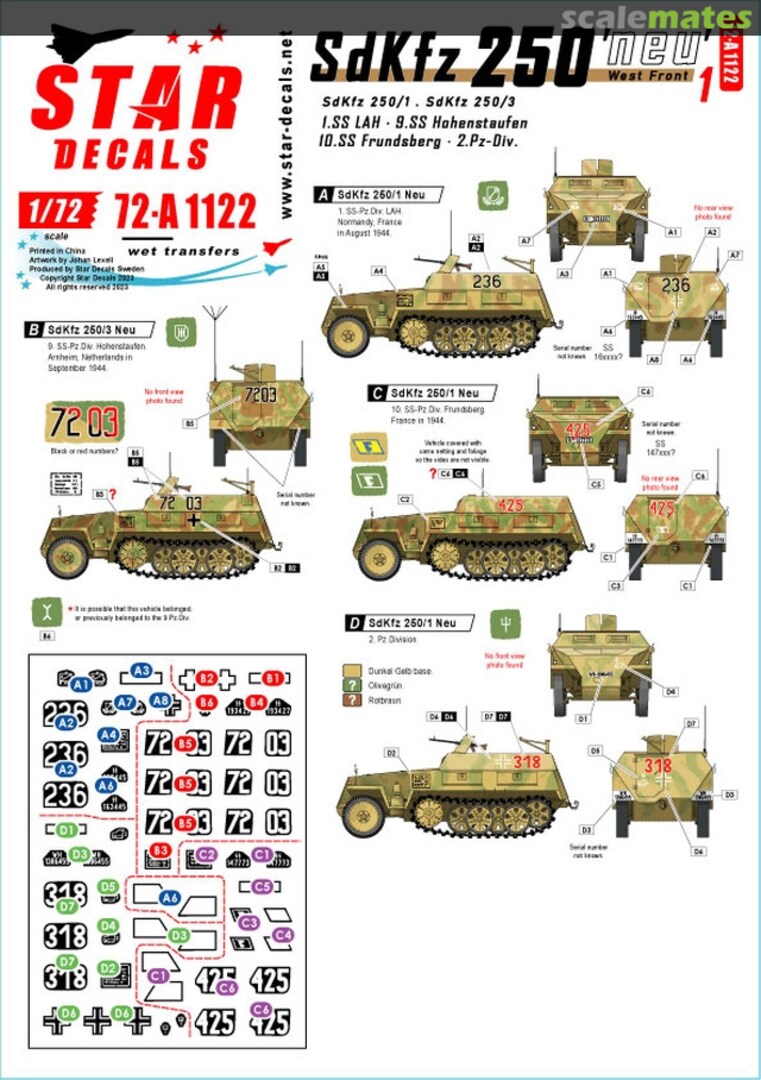 Boxart SdKfz 250 'neu' # 1 72-A1122 Star Decals