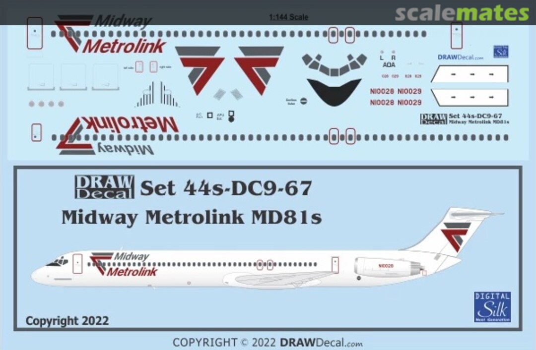 Boxart Midway Metrolink MD81s 44-DC9-67 Draw Decal