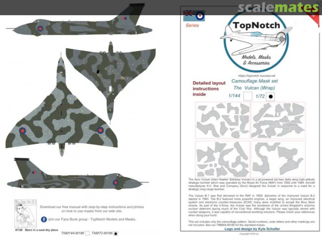 Boxart AVRO Vulcan Wrap Around Camouflage Pattern & Paint Mask TNM144-M186 TopNotch