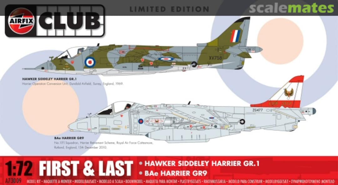 Boxart First & Last - Hawker Siddeley Harrier GR.1 & BAe Harrier GR9 A73009 Airfix